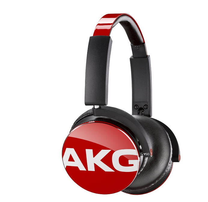 AKG Y50 Headphones by HARMAN RED On-Ear with In-Line One-Button Universal Remote/Microphone